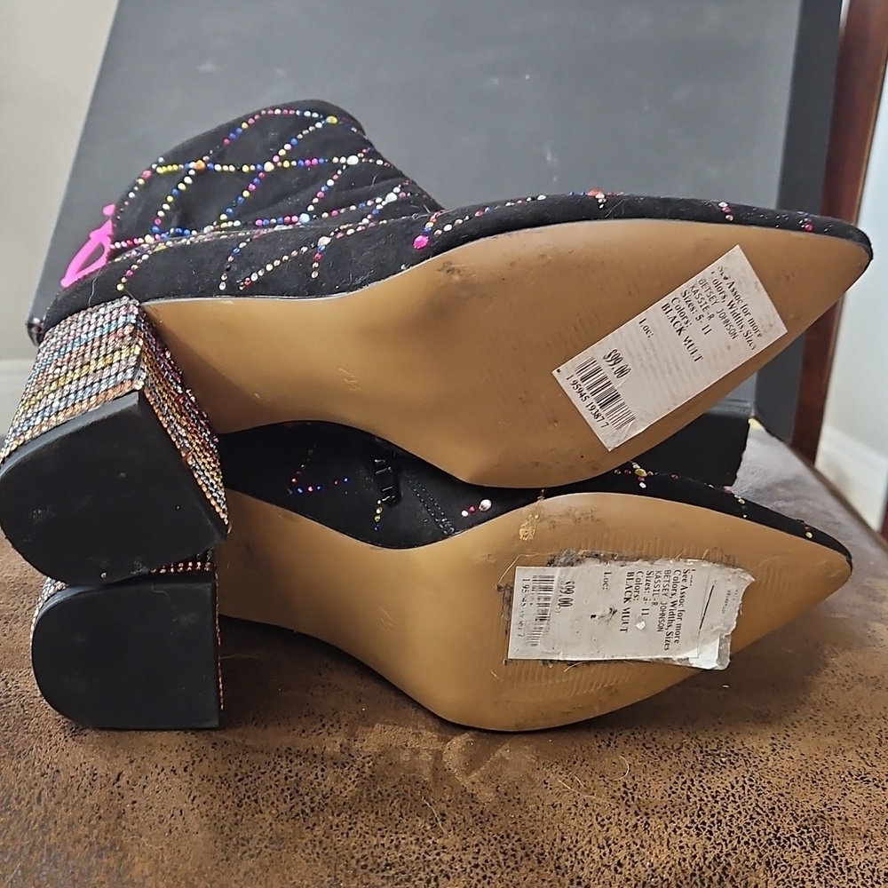 Betsey Johnson Kassie Black Embellished Boots Size 7.5 - Picture 5 of 8